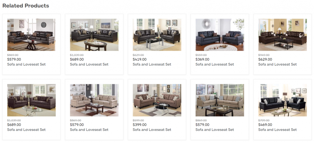 Example of related products to raise AOV