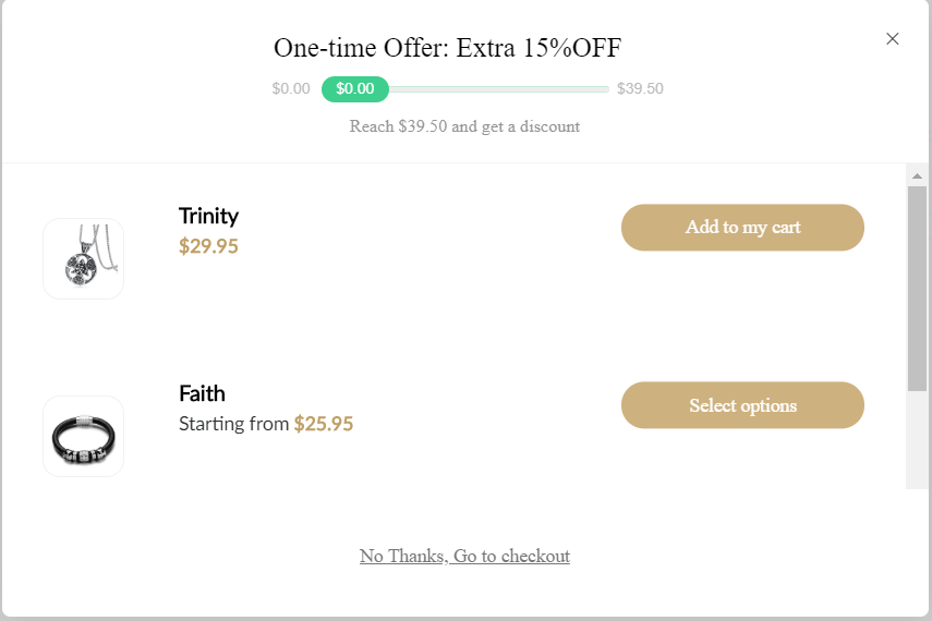 Example of discount minimum to increase Average order value
