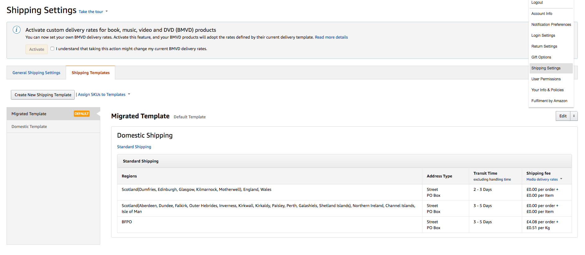 The fourth step to sell on Amazon FBM is to set shipping templates
