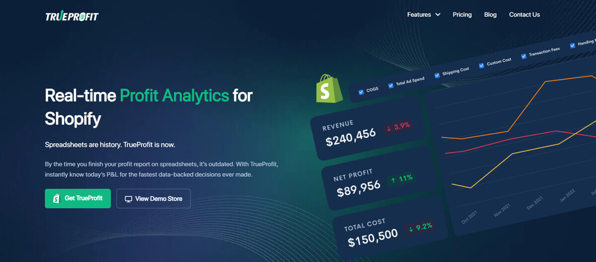TrueProfit is a top Shopify profit-tracking solution
